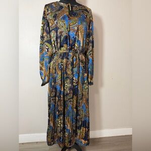 Tahari Multicolor Paisley Long Sleeve Dress
